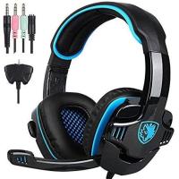 Sades SA-708 GT 3.5mm Gaming Headset Stereo Headphone Mic for PC PS4 Laptop Xbox Black And Blue Color