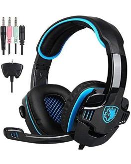 Sades SA-708 GT 3.5mm Gaming Headset Stereo Headphone Mic for PC PS4 Laptop Xbox Black And Blue Color